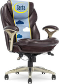 Serta Ergonomic Home Office Chair Pivot Lumbar Support, Leather Desk Chair | Claremont, Adjustable Arms, Height & Tilt, Foam Seat & Headrest Cushion, Home Gaming Chair lower Back Pain, Chestnut Brown by Serta