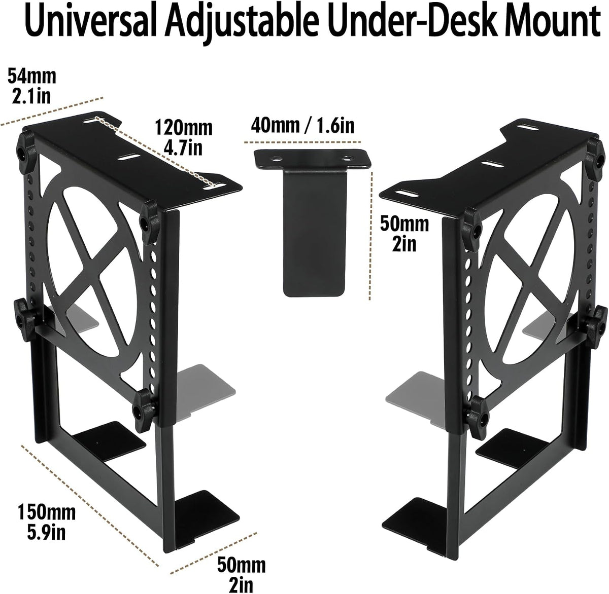 Adjustable Under Desk Mini PC Mount Bracket Holder for PCS or NAS,Heavy-Duty Adjustable Under Desk Mount for Desktop NAS 1/2/4(Network Attached Storage),CPU,Mini PC,UPS,SFF Desktop Tower,Xbox Series X - Image 3