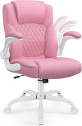 Leather Office Chair, PU Home Computer Desk Chairs with Ergonomic Back Support, 360°Swivel Free，Small Gaming Chair with Wheels and Adjustable Armrests, for Short People Use by BrickAttic
