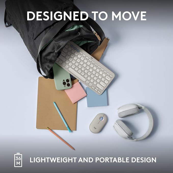 Logitech Pebble Keys 2 K380s Keyboard, Bluetooth, Wireless - Tonal White | Multi-device connectivity, customizable shortcuts, slim and portable, easy-switch for macOS, iPadOS, Android, Chrome OS - Image 8