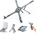 Portable Laptop Stand, 3-in-1 Magnetic Foldable Adjustable, for Desk（Gray） | Aluminum alloy, lightweight compact, 8-level height, ergonomic, for phone/tablet, home office/travel by Boneruy