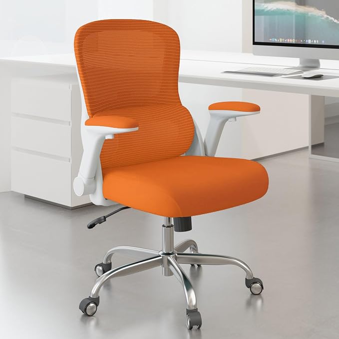 400LB Office Chair: Mesh Ergonomic Desk Chair Comfy with Lumbar Support | Computer Chair Ergonomic Gaming Chairs for Adults with Wheels&Flip up Armrests-Swivel Executive Task Chairs (Orange) - Image 8