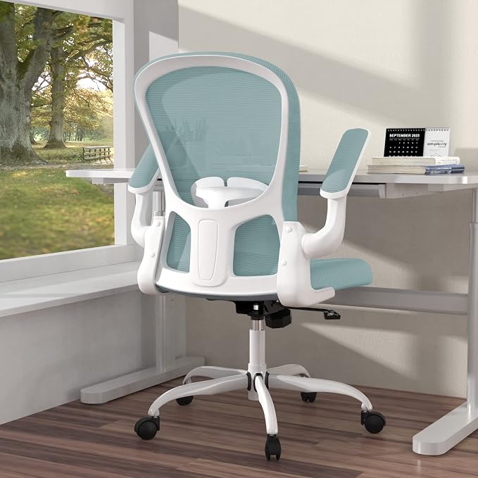 Ergonomic Office Chair, Comfort Swivel Home Office Task Chair, Breathable Mesh Desk Chair, Lumbar Support Computer Chair with Flip-up Arms and Adjustable Height by Silybon
