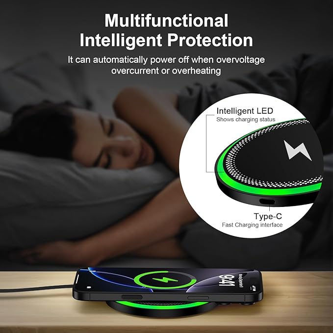 Wireless Charger Samsung Fast Charging Pad for Galaxy S26/S25 Ultra/S25 Plus/S24 FE Ultra/S23/S22/S21/Z Flip Fold 6,15W Wireless Phone Charger Android Charging Mat Station for Google Pixel 9a 9 Pro XL - Image 3