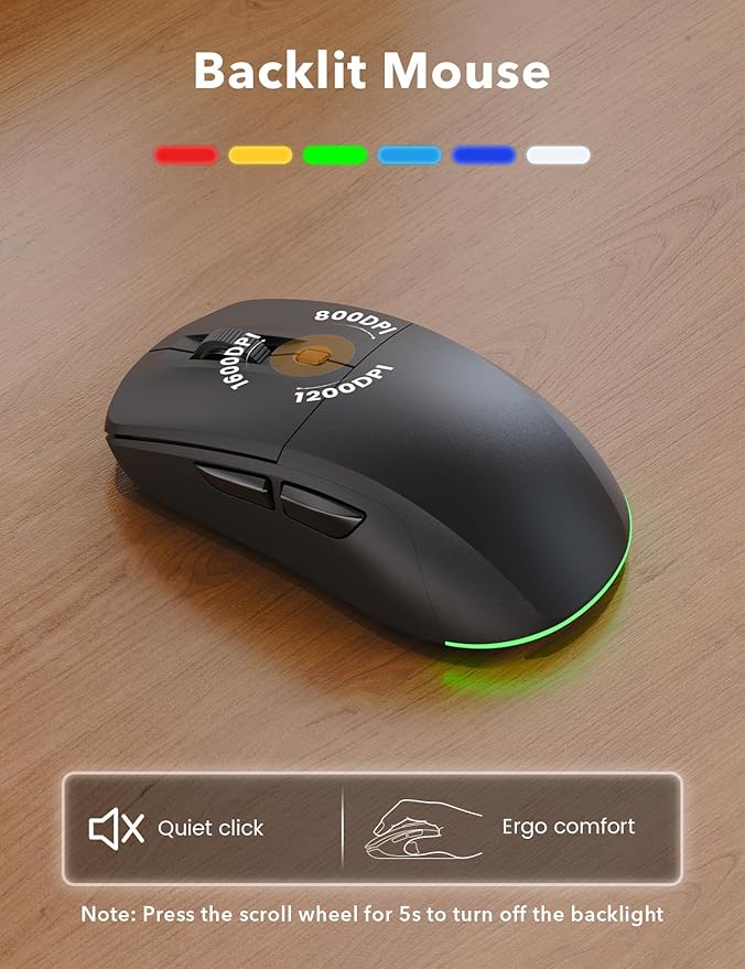 Trueque Wireless Keyboard and Mouse Combo, 4000mAh Battery, Wrist Rest | Rechargeable, 15 Backlit Effects, Full Size, Phone Holder, Quiet Typing, 2.4GHz Wireless, USB-A & C Connectivity for Windows - Image 6