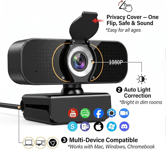 the Webcam for PC that Just Works - Every Time All Platforms | Plug and Play No Driver Needed, Crystal Clear 1080p Full HD, Your Privacy Physically Protected, Mount It Anywhere in Seconds - Image 6