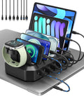 95W Fast Charging Station for Multiple Devices, 6-Port USB Charging Dock | Patent & Safety Certs, 2 PD Ports, With 8 Cables, 2 Stands, Compatible with Cellphones/iPad/MacBook/Kindle/Tablets by HSicily