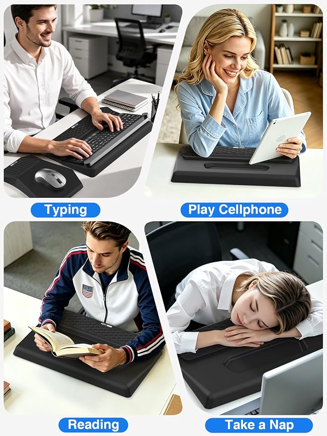 Ergonomic Wrist Rest with Keyboard Stand and Mouse Pad for Easy Typing | Keyboard Holder with Storage Slot, Mousepad for Carpal Tunnel Pain Relief with Massage Bulge and Slow Rebound Memory Foam - Image 9