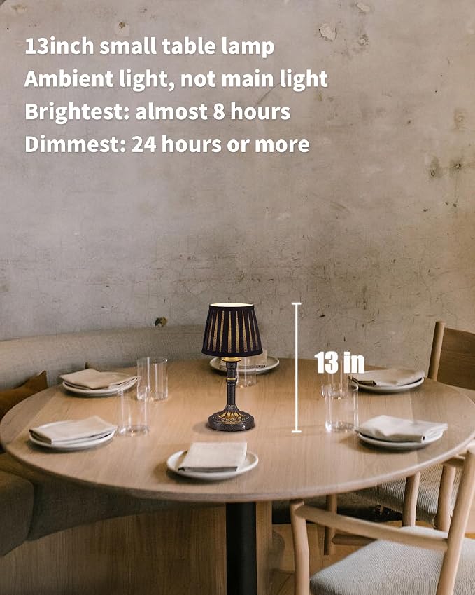 KDG Mottled Silver Cordless Table Lamps Set of 2, Black Fabric Shade Light | 2700K Stepless Dimmable 4000mAh Battery Powered Portables Small Desk Lamp, LED Lighting for Living Room, Dining Room, Bedroom - Image 2