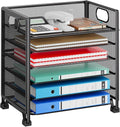Simple Trending 6-Tier Paper Tray Organizer, File Organizer for Desk, Black | Letter Tray Holder with Handle. Sturdy Metal Frame. Non-slip Feet. Black for Office Home School. 13"L x 8.75"W x 14.6"H by SimpleTrending