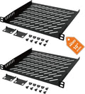 Tecmojo 2 Pack 0.5U Rack Mount Shelf for 10" Server Rack, 7.87" Deep Vented Cantilever Tray, Metal Shelf for Network Cabinet, Server Enclosure, Enhanced Airflow, Black by Tecmojo