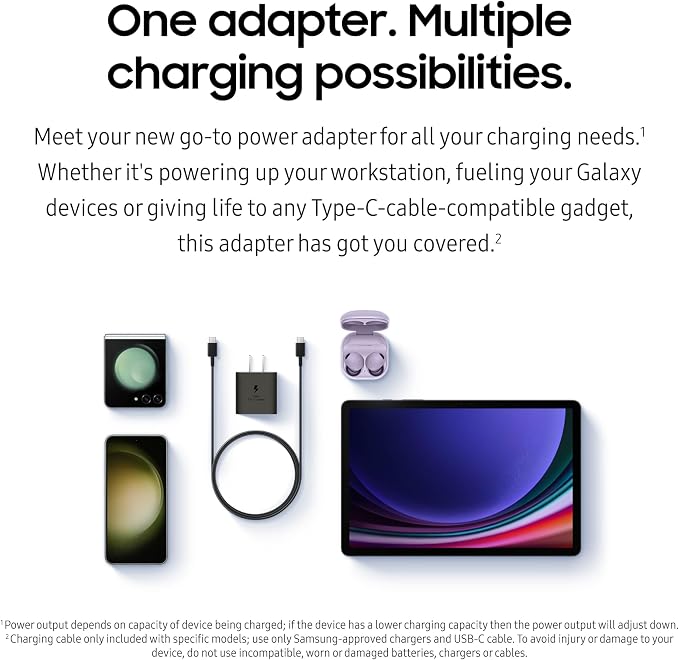 SAMSUNG 25W Wall Charger Power Adapter with Cable, Super Fast Charging, Compact Design, Compatible with Galaxy and USB Type C Devices, White - Image 8