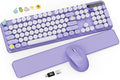 Wireless Keyboard and Mouse Combo, Cute Typewriter, Magnetic Wrist Rest | Full-Size, Round Keycaps, Smart Sleep Mode, 2.4GHz Stable Connection for Mac/Windows/PC, Office or Home, Trueque CK24 by Trueque