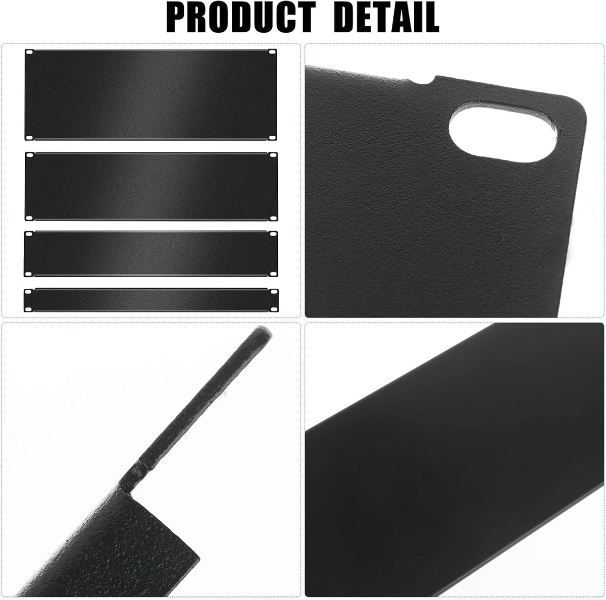4 Pack 1U/2U/3U/4U Blank Panel 1U Blanking Panel Metal Disassembled Blank Panel Rack Mount Filler Panel for Server Rack Enclosure or Network Cabinet, Black, 4 Size - Image 3