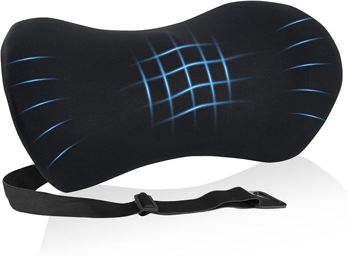 Lumbar Support Pillow for Office Chair and Car Seat, Lumbar Pillow with Adjustable Strap, Memory Foam Back Pillow for Lower Back Pain Relief, Back Support Pillow for Sitting, Driving, Traveling by FOUSUPDT