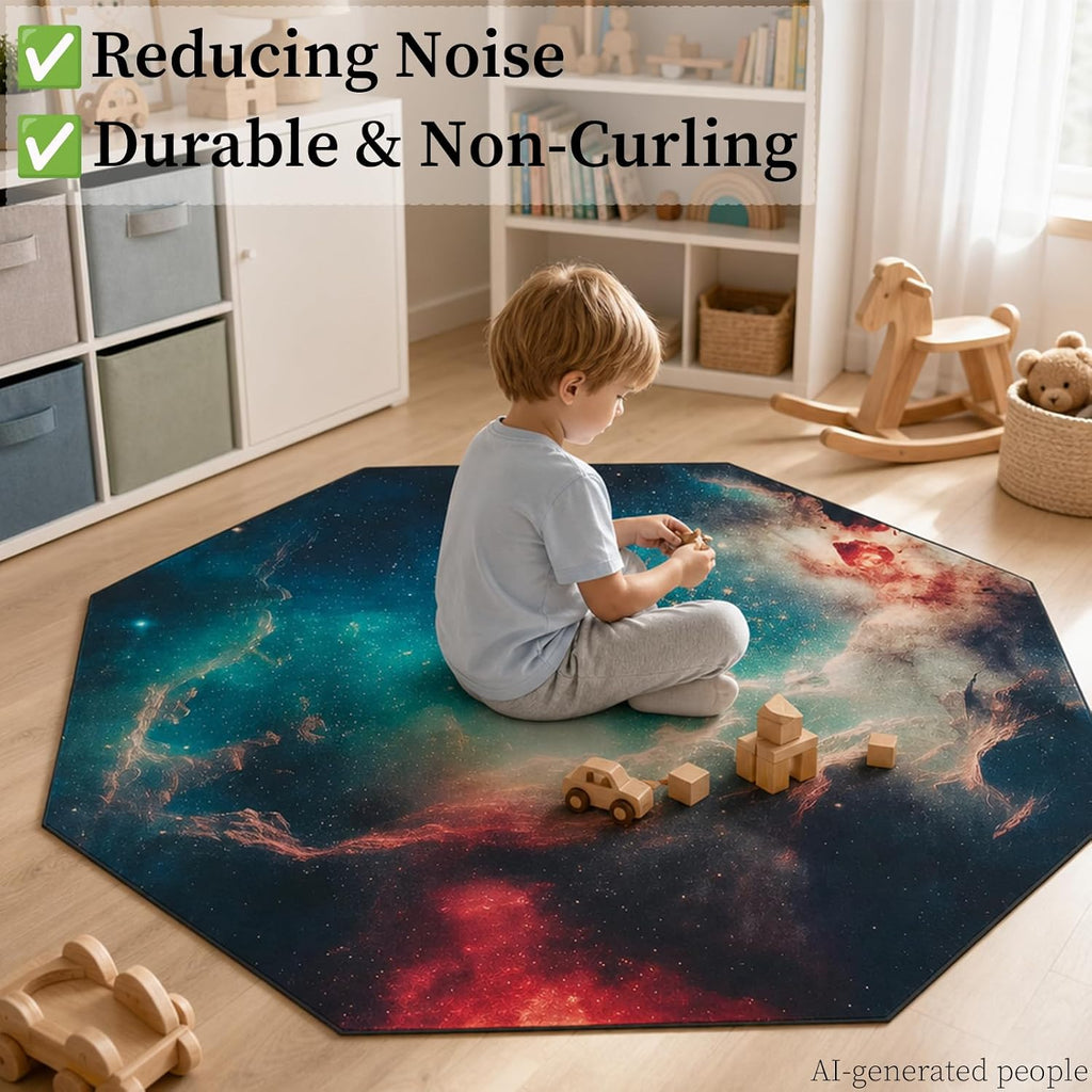 USTIDE Large Gaming Chair Mat Vibrant Galaxy Carpet Nonslip Rubber Desk Chair Mat Office Gaming Floor Mat for Kids Teens Adults 51"x51" - Image 4