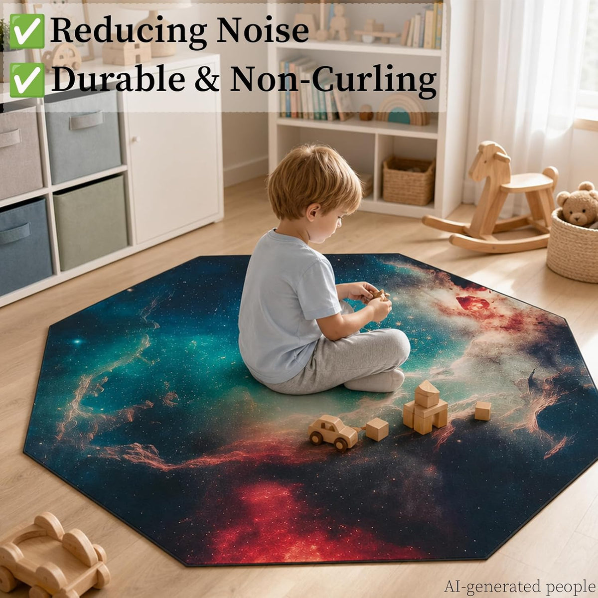 USTIDE Large Gaming Chair Mat Vibrant Galaxy Carpet Nonslip Rubber Desk Chair Mat Office Gaming Floor Mat for Kids Teens Adults 51"x51" - Image 4