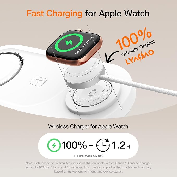 【Travel• Metal Bracket】 Magnetic 3 in 1 Wireless Charging Station,for iPhone17-12,Fast 5W Charger for Apple Watch AirPods,Foldable Stand MagSafe Charger Dock for Nightstand Desk Travel - Image 2