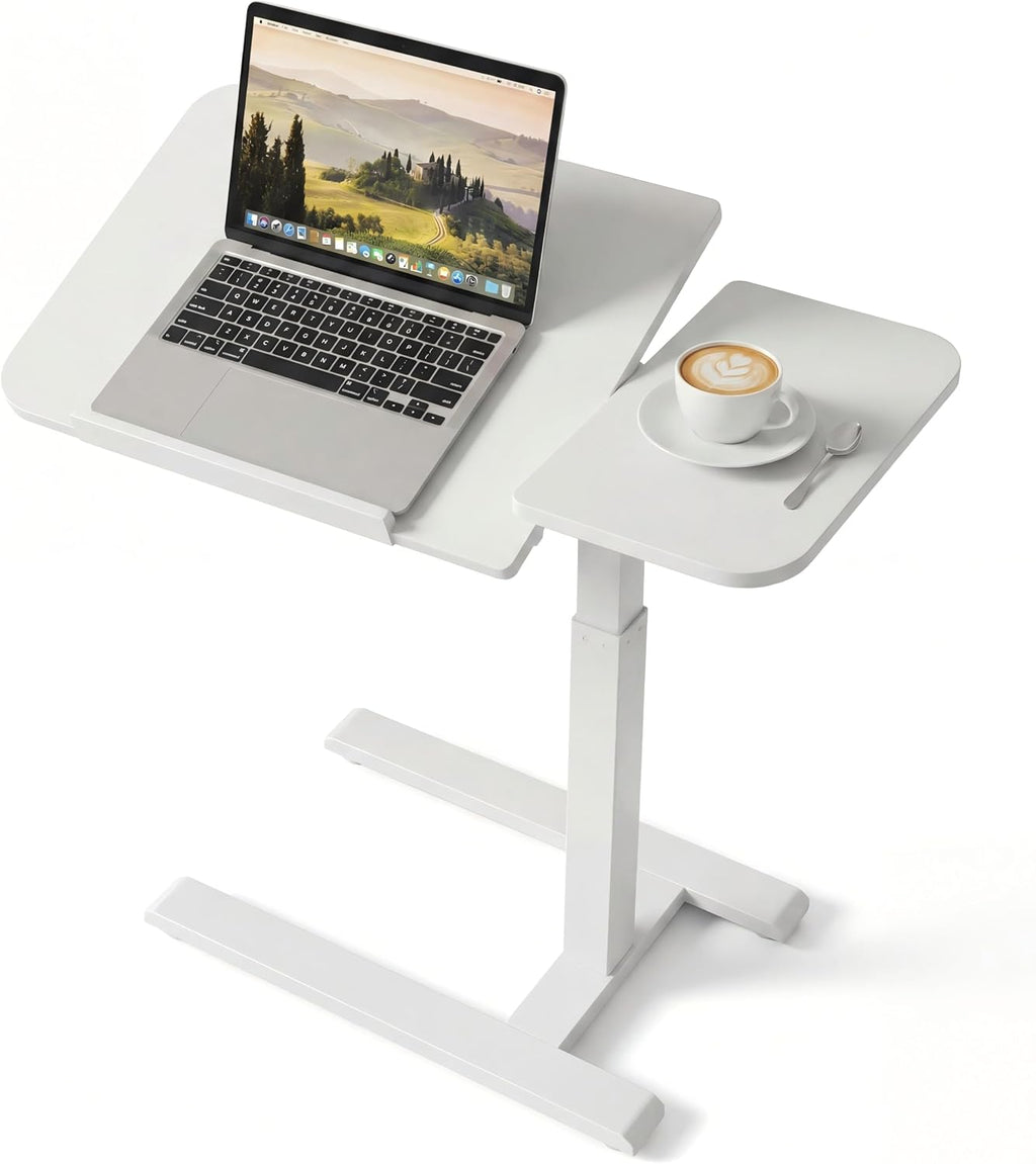 28" Overbed Table with Wheels,Dual-Tiltable Hospital Medical Over Bed Table by Viviendo