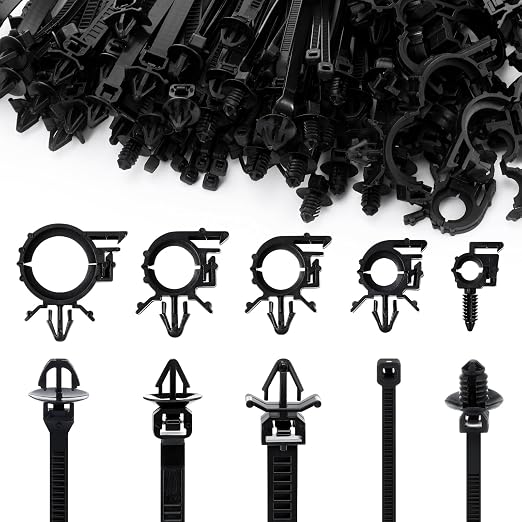 Funnymoom 150 Pcs Wire Loom Routing Clips, 15 Sizes Push Mount for Car | Cable Zip Ties Included, Universal Harness Clip Replacements, Push-in for Easy Install, Fits Automotive Wire Management - Image 7