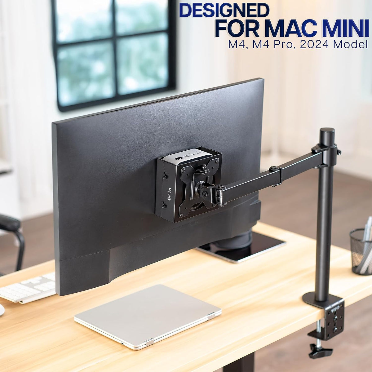 VIVO Black Behind Monitor VESA Mount Designed for Mac mini, MOUNT-MINI24 - Image 2