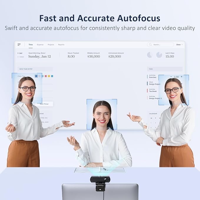 NexiGo HelloCam Pro, Webcam with Windows Hello, 1080P 60FPS Autofocus, True Privacy, Automatic Electronic Shutter, Computer Camera, Microphone, Facial Enhancement, HD USB Web Cam - Image 6