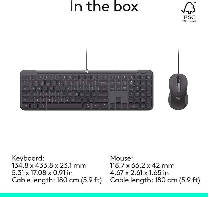 Logitech Signature Slim MK625 for Business Keyboard and Mouse - Graphite | Optical wired mouse, full-size keyboard, plug-and-play, compatible with Windows, Mac, Chrome, PC, laptops, for business - Image 9