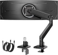 monTEK Single Monitor Arm for Max 45 Inch Ultrawide Screens, Holds 35 Lbs | Adjustable Monitor Desk Mount with C Clamp/Grommet Desk Mount, Cable Management, VESA 75/100mm, Black by monTEK