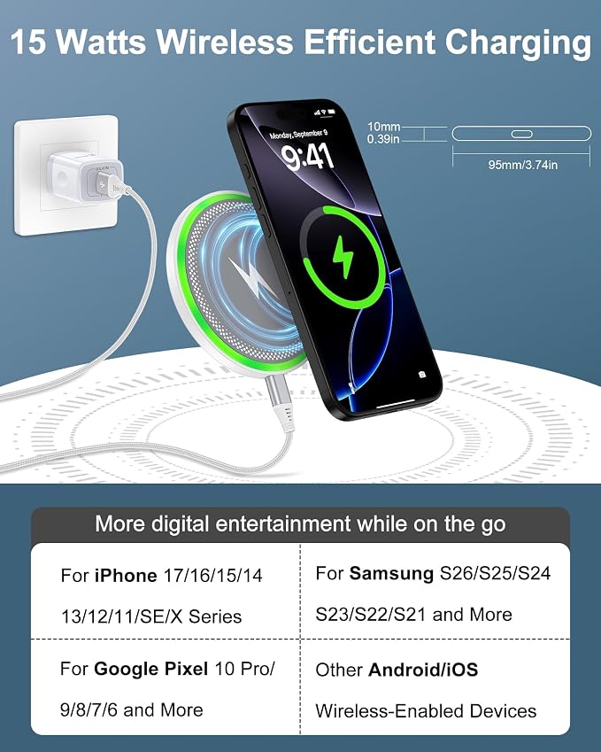 Pixel 10a 10 Pro XL Wireless Charger Android Fast Charging for Google Pixel | 15w Wireless Charging Pad with Block Cargador for Pixel 10 9 Pro Xl 8 8a, Inalmbrico Para Samsung For Galaxy S26 iPhone 17 - Image 5
