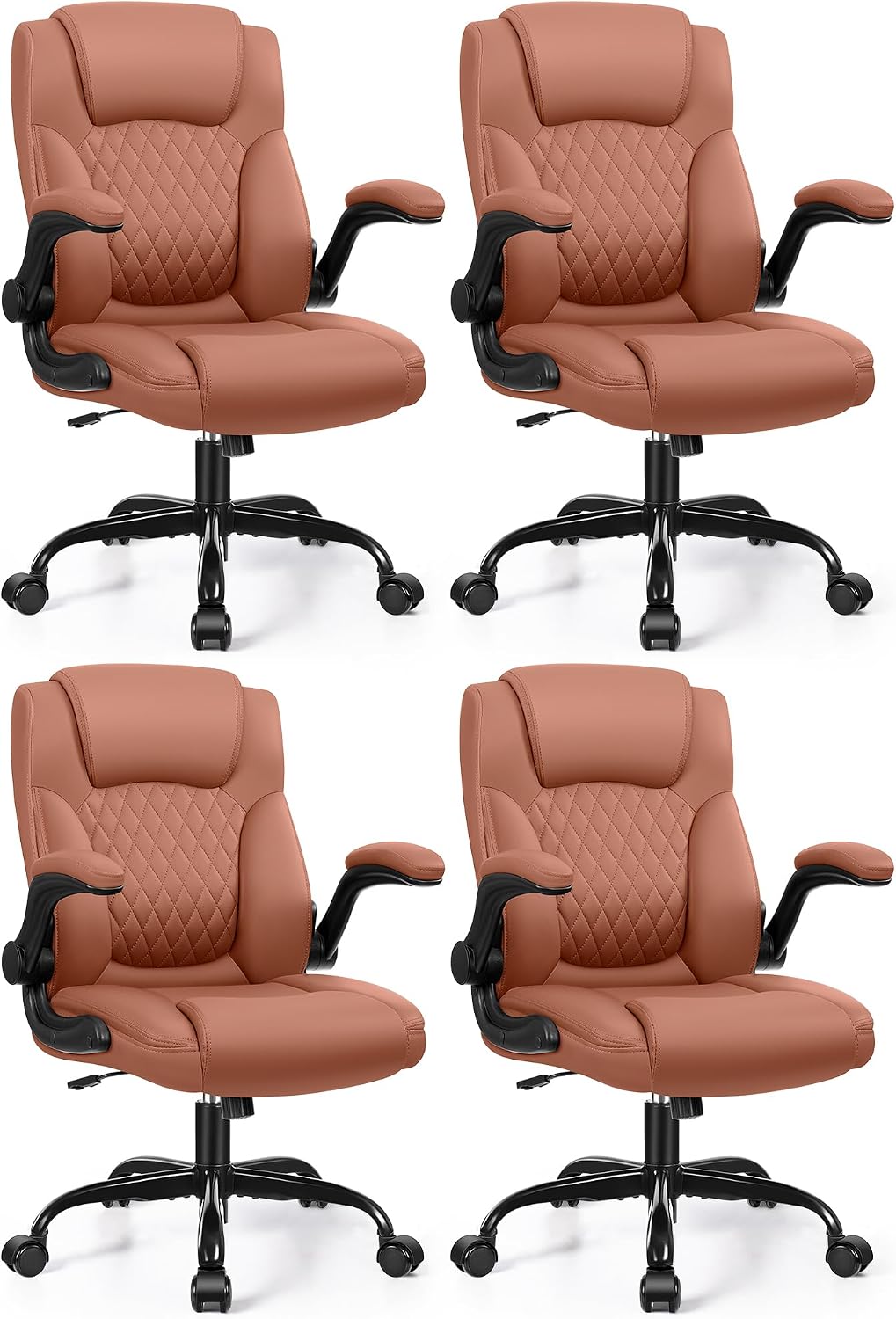 Leather Office Chair, PU Home Computer Desk Chairs with Ergonomic Back Support, 360°Swivel Free，Small Gaming Chair with Wheels and Adjustable Armrests, for Short People Use by Brick Attic