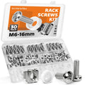 M6 x 16mm Rack Screws Kit, Cage Nuts, 30 Sets, Silver by Screwish