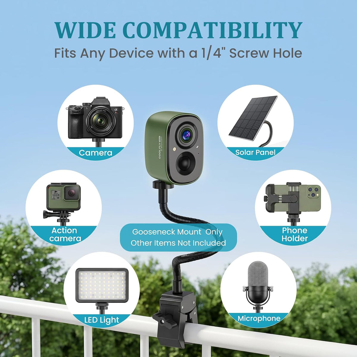 Gooseneck Clamp Camera Mount with 1/4" Screw, Flexible 30cm Arm - Image 5