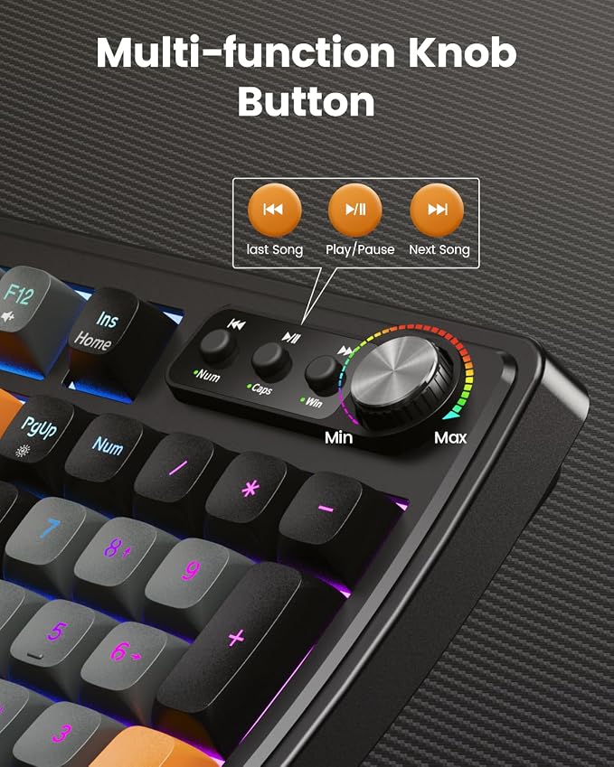 SABLUTE Gaming Keyboard and Mouse, Quiet Membrane with RGB Backlit | PC Gaming Keyboard with Multimedia Knob, Anti-Ghosting, Ergonomic Wrist Rest & 3200 DPI Mouse for Gamer/Office - Image 7