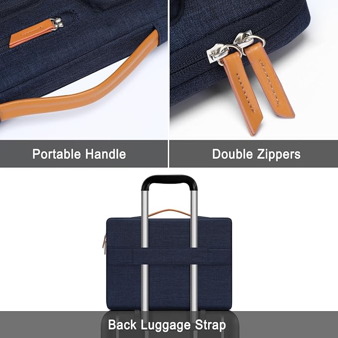 MOSISO 360 Protective Laptop Case 15 inch, 15 inch Laptop Sleeve | Compatible with MacBook Air M5 M4 M3 M2 2026-2023, Dell XPS Plus, Side Open Carrying Case with 4 Zipper Pockets, Navy Blue - Image 4