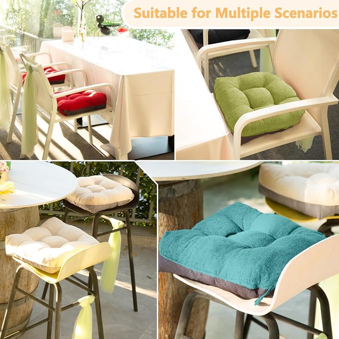 MAGIC ELEPHANT Chair Cushions for Dining Chairs, Memory Foam Kitchen Chair Cushions Set of 4, Non-Slip Thick Dining Room Chair Pads Seat Cushions, 15.5" x 15.5" x 4" (Aqua Green) - Image 6