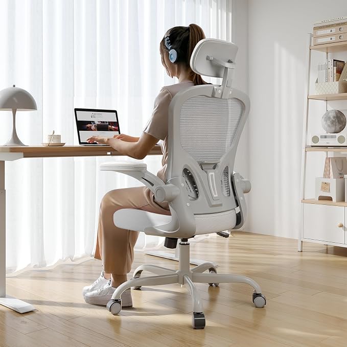 Office Chair|330LBS Capacity Ergonomic Desk Chair | High Back Computer Chair,Long Hours Comfortable,Rolling Swivel,Flip-up Armrests,Home Office by Synorla