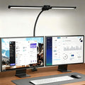 LED Desk Lamp for Home Office, Eye-Care Architect Light with Clamp, Double Head Computer Monitor Table Light with 3 Color Modes 10 Brightness, Adjustable for Reading, Study, Workbench, Black by viivuu