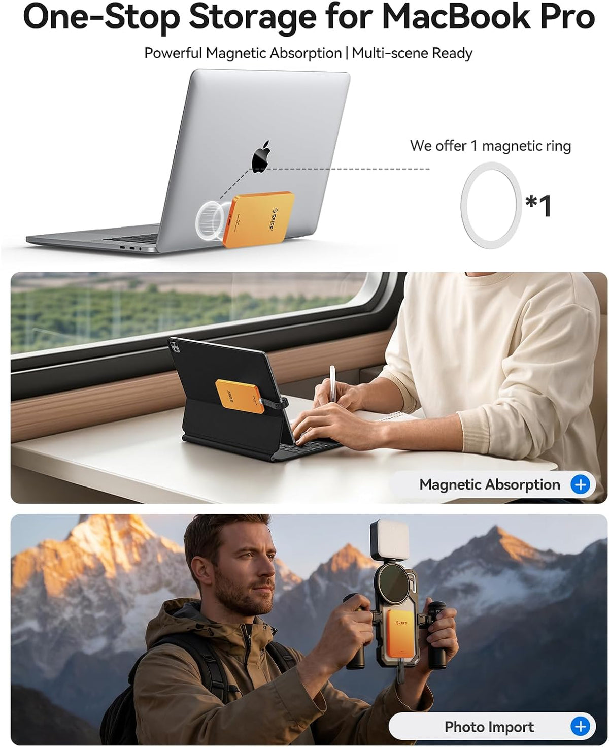 ORICO BookDrive 512GB Magnetic External SSD with SD Card Reader P5Air - Image 2