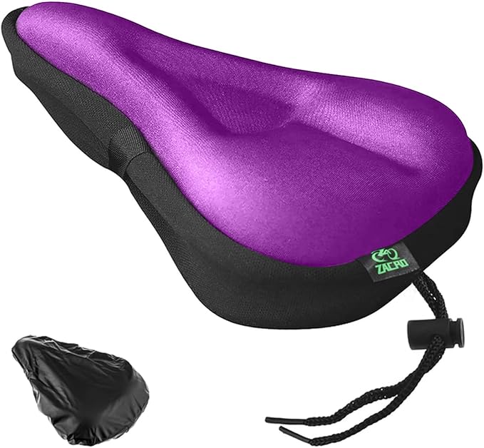 Zacro Bike Seat Cushion - Gel Padded Bike Seat Cover for Men Women Comfort, Extra Soft Exercise Bicycle Seat Compatible with Peloton, Outdoor & Indoor Bike Saddles by ZACRO
