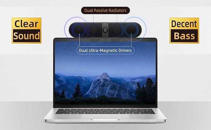 Computer Speakers for Desktop PC, Monitor Speakers with Easy Volume Knob, Sturdy Clamp, Clear Sound, Decent Bass, USB Plug in External Speakers for Laptop, Small PC Soundbar, USB-C Adapter, 5Ft Cable - Image 4