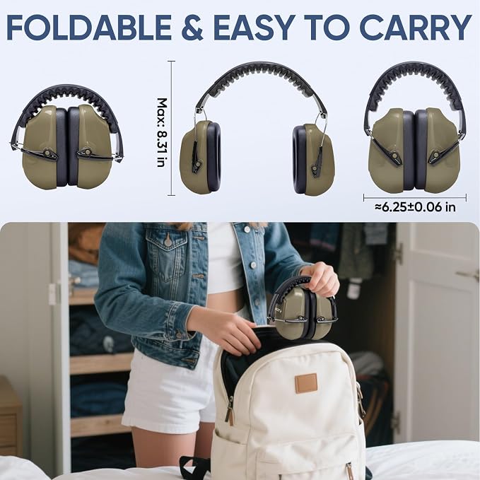 TICONN Noise Cancelling Ear Muffs for Adults, SNR 33dB Hearing Protection, Adjustable Safety Earmuffs for Construction - Image 6