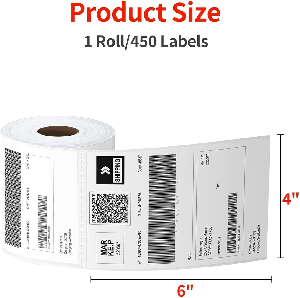 Direct Thermal Labels 4x6-450 Labels/Roll, Thermal Shipping Labels for Zebra 2844 ZP-450 ZP-500 ZP-505, 18 Rolls, 8100 Labels(NOT for DYMO) - Image 3