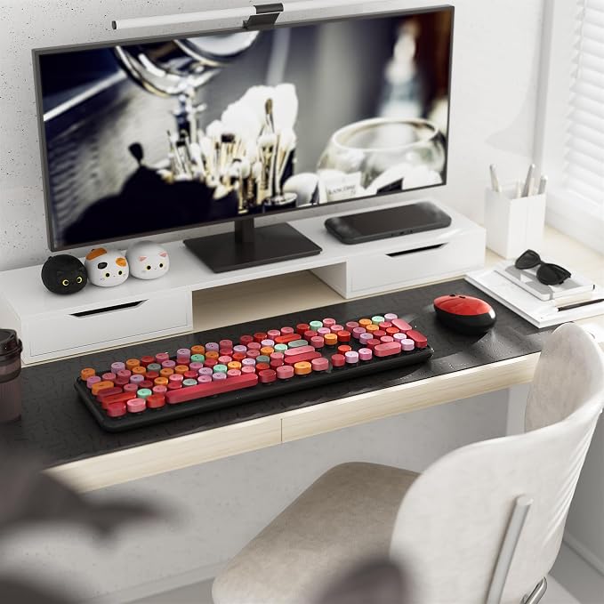 Colorful Wireless Keyboard and Mouse Combo Red Colorful | Full-Sized Office Keyboard with Typewriter Flexible Keys, 2.4GHz Dropout-Free Connection, Optical Mouse for PC Laptop - Image 2