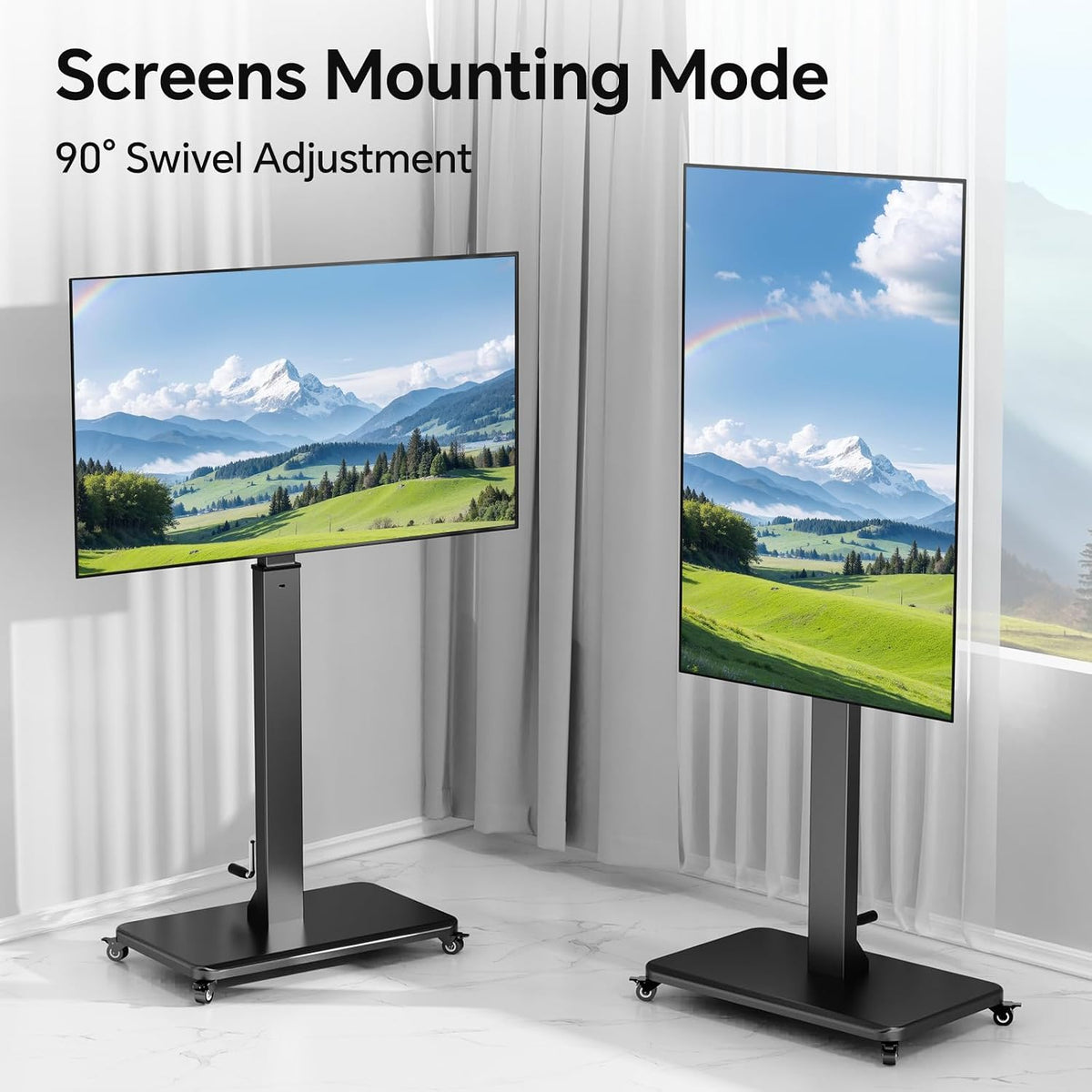 Mobile TV Stand for 32-75inch TVs with Power Outlet TV Cart with Wheels - Image 5