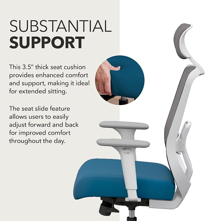 HON Altern Ergonomic Office Chair, Office Desk Computer Chair, Peacock | Mesh desk chair with lumbar support, headrest, seat slide, adjustable arms, computer chair for home office productivity - Image 4