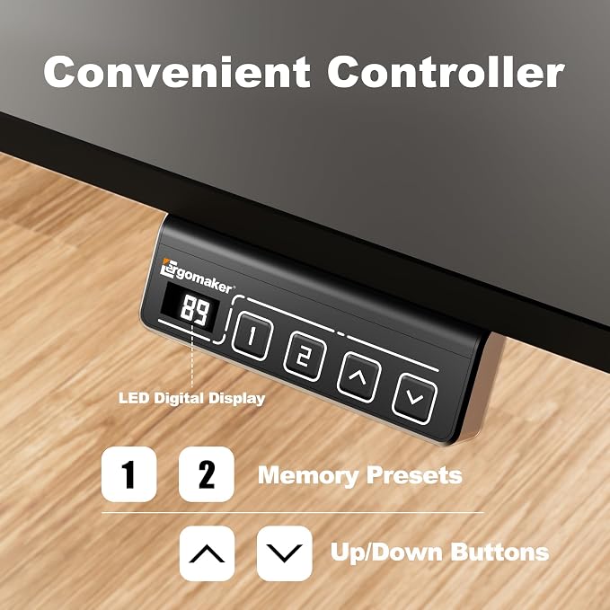 47"x24" Standing Desk, Height Adjustable Sit-Stand Home Office, Black | Electric Adjustable Standing Desk, Sit to Stand Computer Office Desk with Splice Board, Memory Preset, Lifts 28.7''-46.5" - Image 8