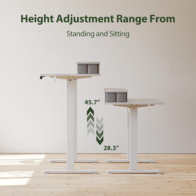 Agilestic 63 * 24 Inch Electric Standing Desk with Drawers, White | Electric Height Adjustable, 2 Storage Drawer, Monitor Stand, Sturdy Steel Frame, Memory Presets, Hooks, 154 lbs, Splice Board - Image 6