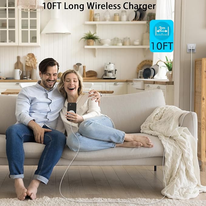 Magnetic iPhone Wireless Charger,10FT Fast Charging Apple Mag Safe Charger Wireless Charging Pad for iPhone Air/17 Pro Max/16 Pro/16 Plus/15 Pro/14/13/12/11/AirPods 3/Pro 3/2 Phone Mag safe Charge Pad - Image 6