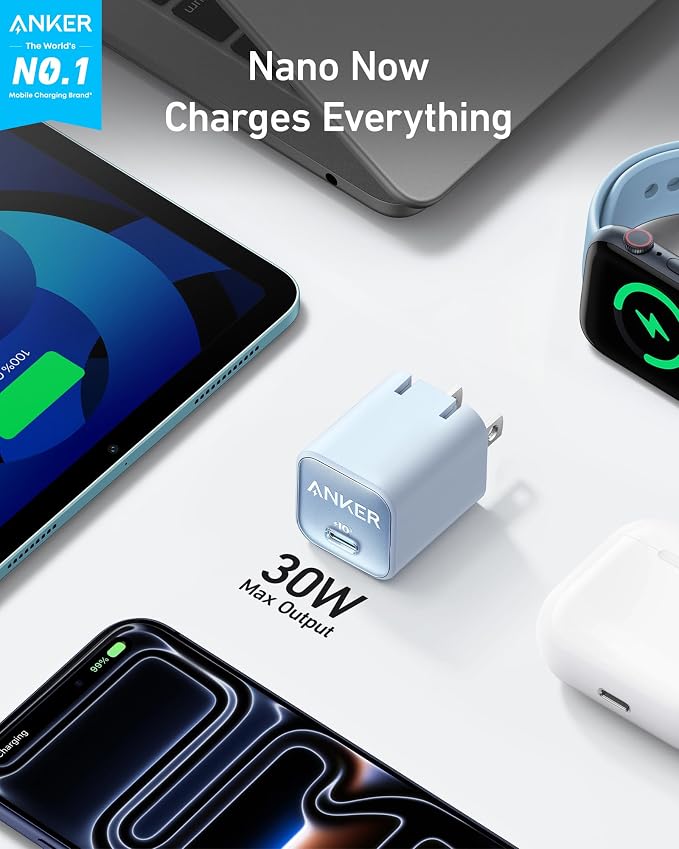 Anker Nano Phone Charger, 30W Portble and Foldable USB C GaN Charger | For iPhone 17/17 Plus/17 Pro Max/16/16 Plus/16 Pro Max/15 Pro Max, Galaxy, iPad, and MagSafe-Compatible Accessories - Image 2