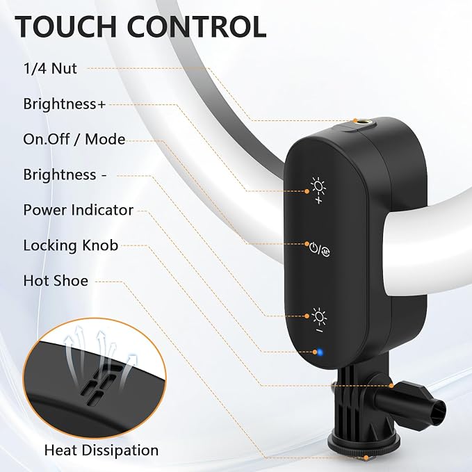 20W 12" Selfie Ring Light with 63" Tripod Stand/Phone Holder - Image 4